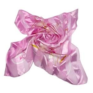 Silk Square Scarf Women 37 x 37 Inches Shawl Wrap floral Pink